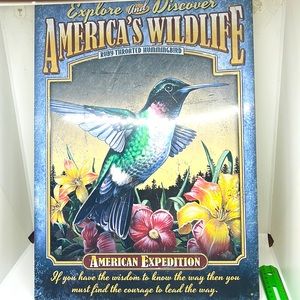 America’s Wildlife Ruby Throated Hummingbird Tin Sign.